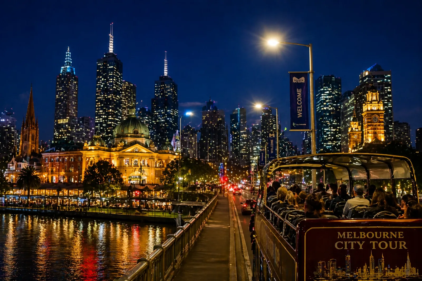 Melbourne city lights private chauffeur tour